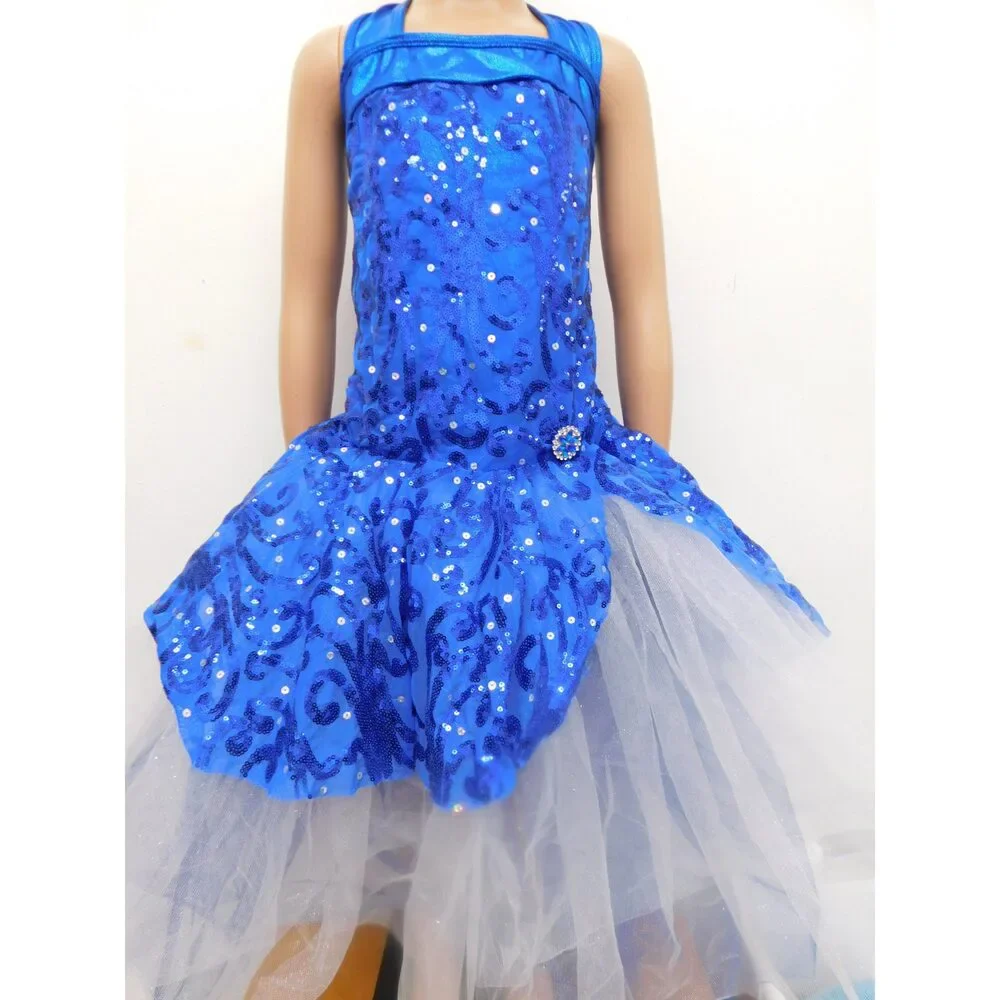 Pre-Owned Dance Costume Curtain Call E2196 Large Child Royal Blue Ballet